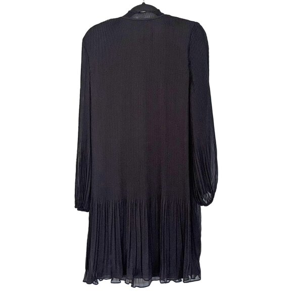 DKNY Black Tie Neck Pleated Shift Dress - Size 16 - New with Tags - Picture 3 of 5